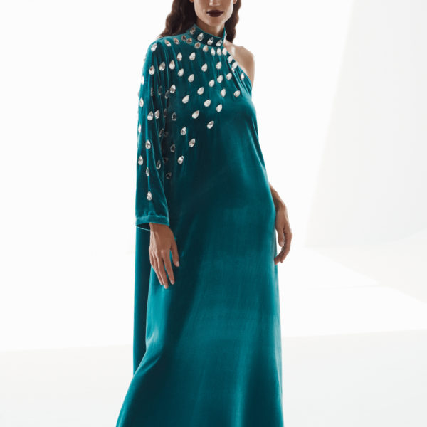 Turquoise one shoulder dress