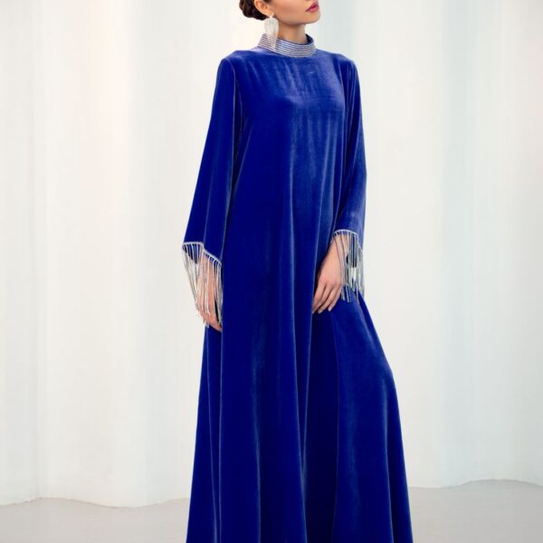 Zeina Blue Fringes Dress